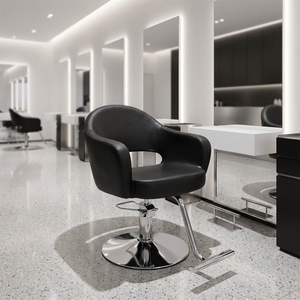 Silla de Barbería de Estilo Simple, Nueva, en Oferta, para Salón de Belleza, con Reposapiés Ajustable y Base Redonda - Product Image 1