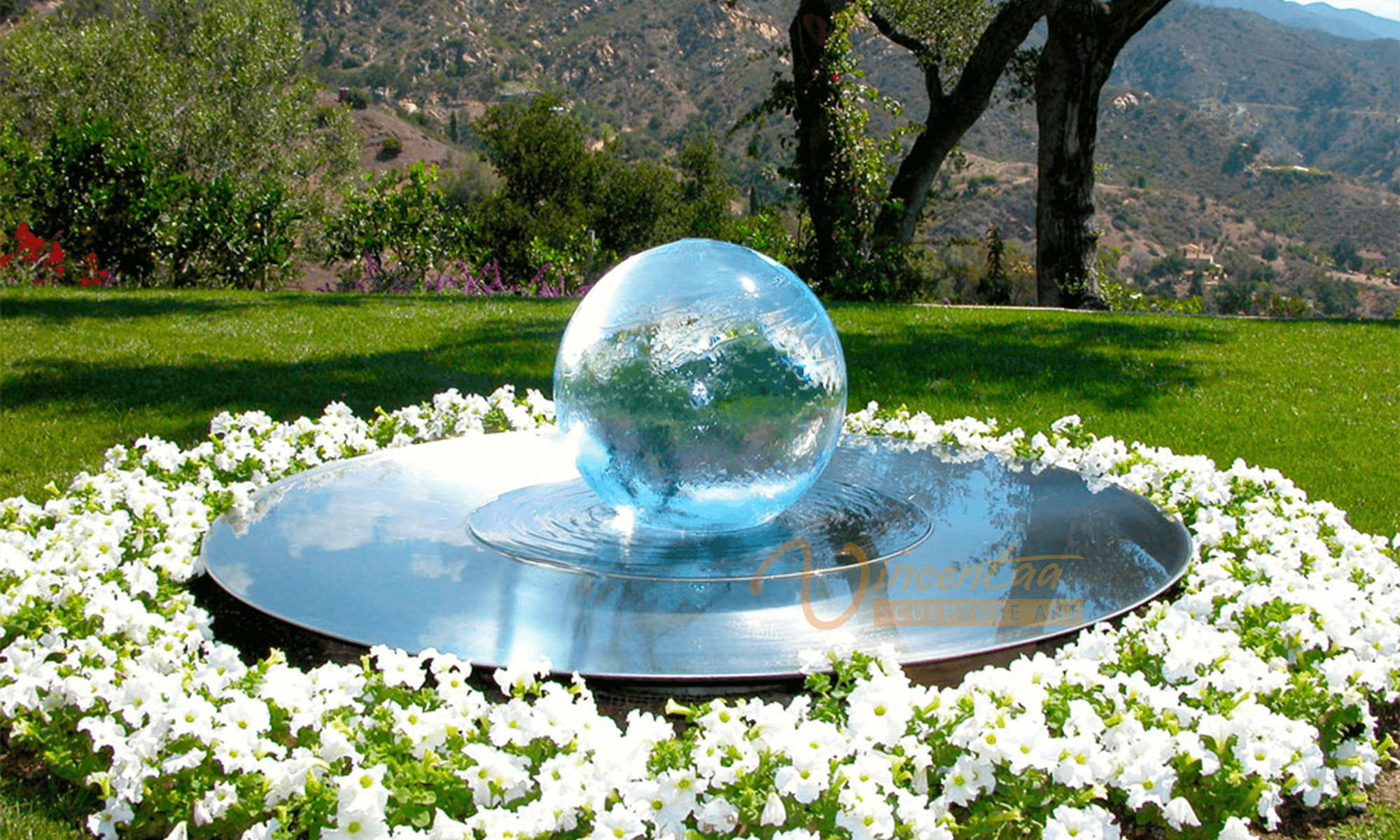 大理石花岗岩圆形浮动滚球喷泉10千克-60千克1件丙烯酸银色vst-001 cn