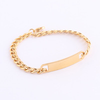 Stainless Steel Stamp Bracelet, 18 K Gold Color