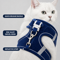 Harnais et laisse réfléchissants écologiques pour chat, en velours doux, anti-évasion, gilet de promenade pour petits chats/chatons, réglable, léger, 7 tailles