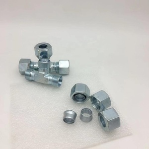 Fitting Pipa AC-18RN BC/BD Tipe <span class=keywords><strong>Tee</strong></span> Putar dengan Mur, Ulir Metrik, Tipe Gigit, Bahan Stainless Steel 304, Adaptor Selang Metrik - Product Image 1
