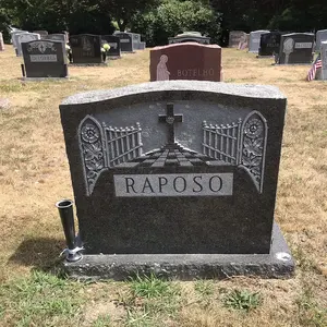 Superficie de diseño de Tombstone en relieve, lápida de granito blanco moderno cruzado