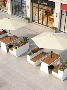 Tables et chaises combinées 2 places en fer, résistantes aux intempéries, pour usage commercial en zone commerciale et <span class=keywords><strong>de</strong></span> loisirs en zone touristique - Product Image 1