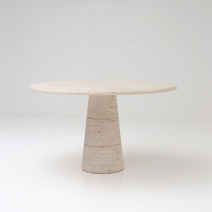 Table à manger ronde en travertin sculpté à la main, table de conférence de style scandinave, prix de gros - Product Image 3