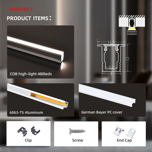 ไฟ LED อะลูมิเนียมโปรไฟล์บางเฉียบพร้อมไฟ LED 384ดวง/ม. 12V 24V และฝาครอบไบเออร์พีซีสำหรับไฟตู้ - Product Image 3