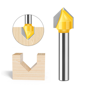 <span class=keywords><strong>1</strong></span>/4 6mm Vástago Carburo V Ranurado Carpintería <span class=keywords><strong>Router</strong></span> Bits Cortador de molino de madera con 90 grados <span class=keywords><strong>1</strong></span>/4 3/<span class=keywords><strong>8</strong></span> <span class=keywords><strong>1</strong></span>/2 Pulgadas Diámetro de corte - Product Image 1