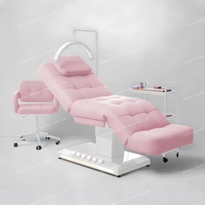 Nueva Cama de Belleza Eléctrica de Cuero Rosa con 3 Motores y Calefacción para Salón de Belleza Facial de Lujo y Cama para Pestañas con Lámpara - Product Image 3