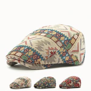 หมวกเบเร่ต์ลายดอกไม้ดีไซน์ใหม่ปี 2025 หมวกเบเร่ต์ลายแจ็คการ์ดวินเทจ หมวกทรงไอวี่แบบแบนสำหรับทุกเพศ - Product Image 3