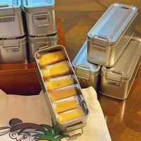 Boîte en fer blanc rectangulaire avec fermoir RTS pour biscuits et pâtisseries, boîte de rangement pour gâteau à l'ananas, boîte cadeau, conteneur scellé, boîte à biscuits vide