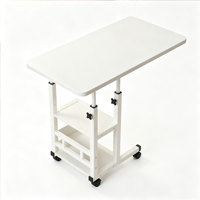 Table d'appoint mobile en forme de C à hauteur réglable, roulettes pivotantes silencieuses à 360 degrés avec freins, bureau pour ordinateur portable en bois et métal, étagères de rangement