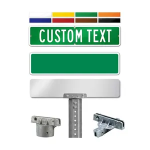 Segno personalizzato riflettente verde nome della via segno riflessione alluminio grandi nomi di strada segni staffe installazione morsetto
