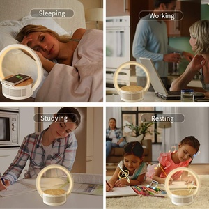 Modern Design Fast Wireless Charger Smart Cordless Table Lamp <b>with</b> Blue Tooth <b>Speaker</b> Shade Touch Control DC Power Supply Blue - Product Image 3