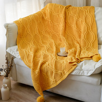 Nordic Sofa Verdickte Abdeckung Gestrickte Klimaanlage Reise Strick decke mit Kugel quaste
