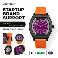 Montres mécaniques tonneau pour homme CRONUSART, nouveau design, boîtier en titane personnalisé, chiffres violets luminescents, bracelet en caoutchouc, édition limitée Hangzhou