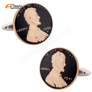 US Liberty President Round Lincoln Cufflinks for Men with package box optional