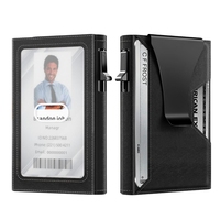 Portefeuille en aluminium avec pochette arrière élastique Porte-cartes de crédit RFID Mini Slim Wallet Automatic Pop up Bank Card Case