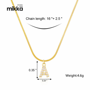 18k altın kaplama paslanmaz çelik takı yılan zinciri kübik zirkonya A-Z mektup kolye kolye kadınlar için - Product Image 6