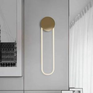 Minimalist Creative Iron LED U-Shaped Bedside <b>Wall</b> <b>Lamp</b> for Living Room Hotel Corridor-Postmodern Background Art Modern - Product Image 2