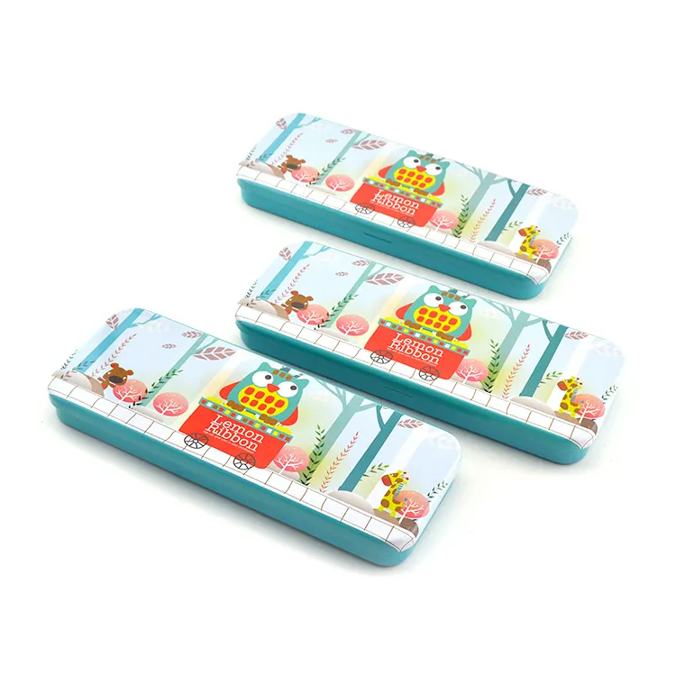 LOW MOQ Factory Direct Provide Innovative Different Sizes Metal Tin Pencil Case box With Hinged Lid