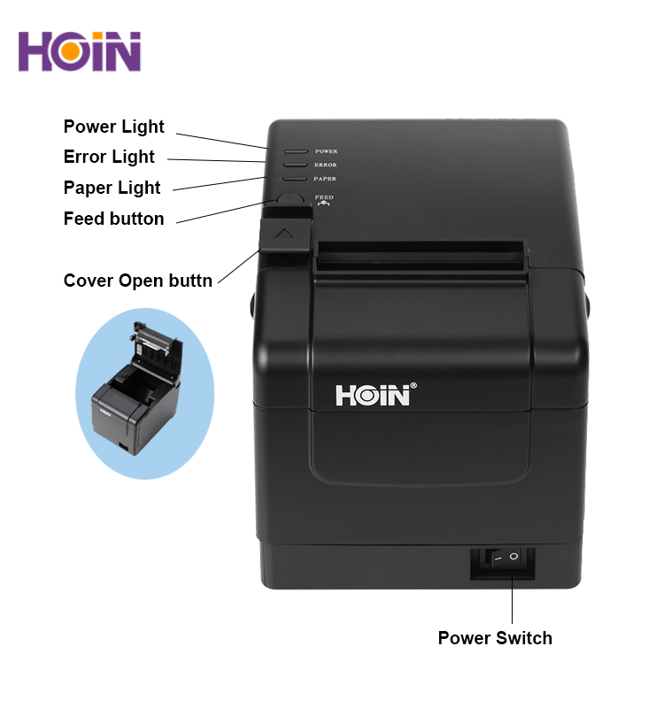 Hoin Latest Designed Thermal Receipt Printer 80mm Black and White with High Performance HOP-H806