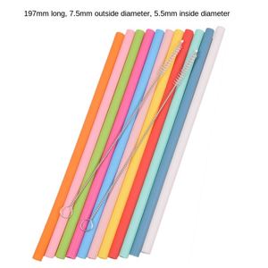 Ensemble de pailles en silicone pliables écologiques fines et longues de 5,5 mm de diamètre - Best-seller certifié CE/EU pour les cafés - Product Image 2