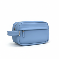 Trousse de Toilette Grande Taille en PU Souple Couleur Unie avec Fermeture Éclair et Poignée Latérale, Idéale pour la Salle de Sport et la Douche, Pochettes Minimalistes, Trousse de Voyage