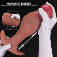 Dildo Gigante Negro Realista de Gran Tamaño, Pene de Silicona, Tapón Anal Extensible, Tapón Anal Extra Grande, Juguetes Sexuales para Adultos para Mujeres y Hombres