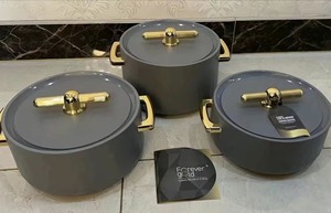 Juego de Tazones para Servir con Retención de Calor Avanzada, con Tapa con Barra en T Dorada Única, Calentador de Alimentos con Aspecto de Mármol para Comidas Festivas - Product Image 6