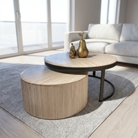 Vente en gros de tables basses nordiques rondes de luxe, ensemble de meubles modernes en métal, tables basses