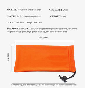 רך אחסון פאוץ שרוך מיקרופייבר עם חרוז נרתיק מנעול משקפי קוסמטיקה עטים קטן רך מקרי משקפי שמש - Product Image 6