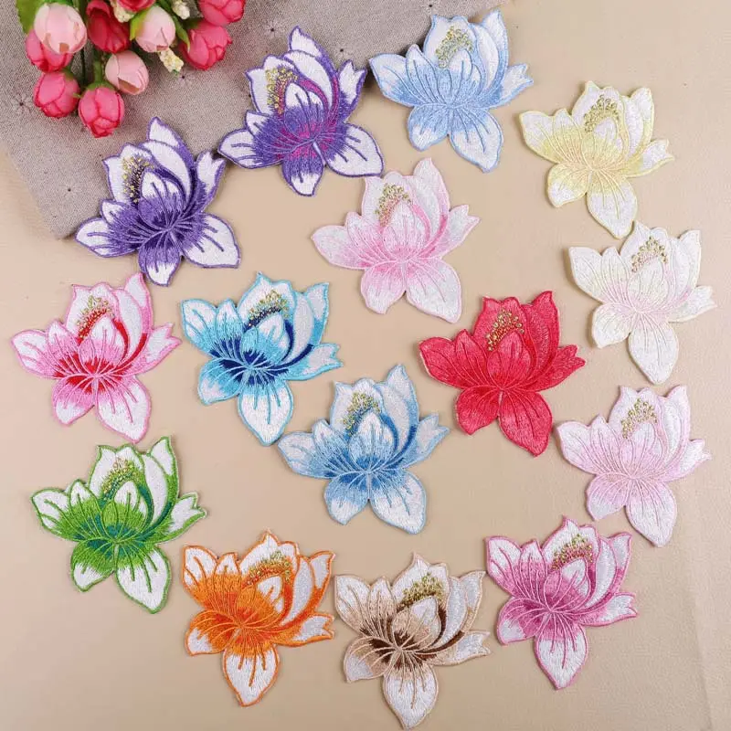 Großhandel Applique Stickerei Patch Flower Aufbügeln Patches für Kleidung