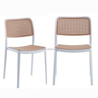 Fauteuils de salon modernes sans accoudoirs en plastique tressé respirant, empilables pour salon, extérieur, mariage, hôtel ou fête, mobilier de maison