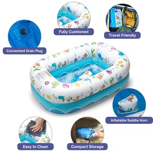<b>Inflatable</b> Baby Bathtub Safe Portable Must-Have for 6-24 Months Collapsible Anti-Sliding Saddle Horn Seat Travel Toddler <b>Bath</b> - Product Image 5