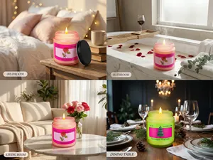 Bougie parfumée artisanale en cire de soja avec étiquette personnalisée, parfum naturel de fruits et de plantes, 6 senteurs, pot réutilisable, cadeau, 100g, barres parfumées pour les fêtes - Product Image 5