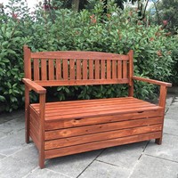 Banc de jardin d'extérieur en bois, avec dossier, rangement Patio, boîte de pont, causeuse, meubles, toutes saisons