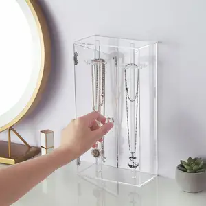 Wholesale Dustproof Necklace Holder Display Stand Transparent Jewelry Bracelet Organizer Acrylic Necklace Display