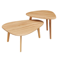 Ensemble de tables d'appoint gigognes en bois polyvalent 2 pièces, table de chevet minimaliste, ensemble de tables basses triangulaires modernes pour salon et chambre