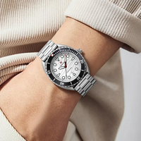 Montres à quartz pour hommes NS Never Stop N983, étanches à 30 m, aiguilles lumineuses, bracelet en acier inoxydable, date automatique, montre-bracelet pour hommes
