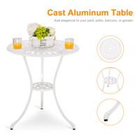 Ensemble de table et de chaises d'extérieur en aluminium coulé durable, trois pièces, pour balcon, terrasse ou jardin, pour prendre le thé