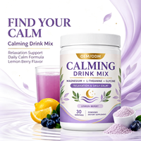 Mélange en poudre apaisant pour adultes, soutien à la relaxation, magnésium, glycine, L-théanine, boisson bien-être quotidienne, pot, marque privée OEM/ODM