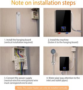 Calentador de Agua Eléctrico Instantáneo sin Tanque, Calentamiento Rápido, Carcasa de Plástico, Control Táctil LED, Resistente al Agua IPX4, Ideal para Hoteles - Product Image 3