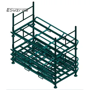 Customized Powder Coating Collapsible Bus Truck Tire Pallet Folding Tyre Rack With Side Bar