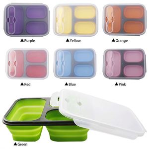 Eco-Friendly Silicone Bento Lunch <b>Box</b> Collapsible and Multi-Use Microwave Dishwasher Freezer Safe Food <b>Container</b> - Product Image 5