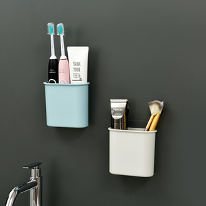 Wall Mounted Toothbrush Holder Suction Cup Rectangle Punch Free Bathroom Storage Rack Draining Shelf - Product Image 1
