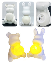 Fluide Ours Blanc Embryon Lune Veilleuse Fluide <span class=keywords><strong>Lapin</strong></span> Cadeau Créatif Tirelire 17CM Vinyle Blanc Embryon Fluide Ours Vase - Product Image 2