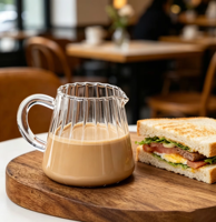 Offre Spéciale : Ensemble de Pichets à Crème en Verre Cannelé Vertical en Borosilicate de Haute Qualité pour Espresso, Café, Latte, Lait – Style Minimaliste pour Barista