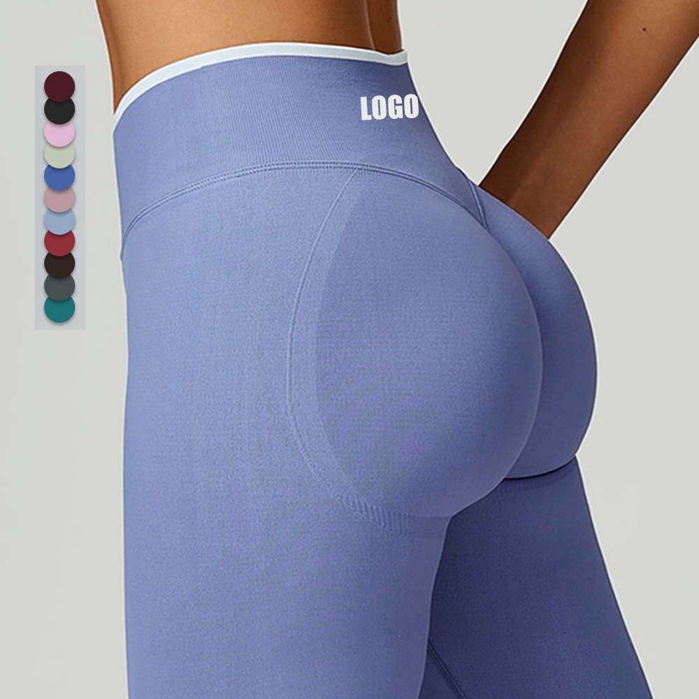 Lifting Soft Breathable Sportswear V-Waistband Seamless Scrunch Butt Yoga Leggings High Waist Gym Fitness Leggings For Women