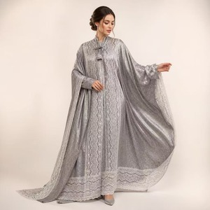 Ensemble de prière personnalisé OEM ODM pour femmes, en soie Armany, 2 pièces, tenue de prière modeste avec bordure festonnée - Product Image 4