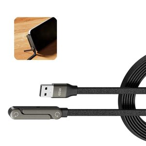 Chargeur de téléphone <span class=keywords><strong>USB</strong></span>, câble de charge invisible 2-en-1, cordon de charge rapide 65W avec support de téléphone intégré pour smartphone et tablette - Product Image 1
