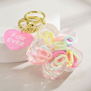 Acrylic Kawaii Flower Liquid Keychain Creative Cute Quicksand Flower <b>Floating</b> Liquid Key Chain Bag Charm Pendant - Product Image 4